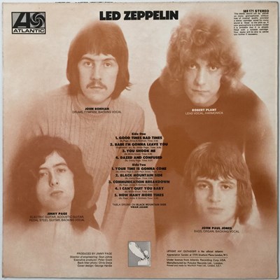 Lot 12 - LED ZEPPELIN - LED ZEPPELIN 'I' LP (EARLY UK COPY - CORRECTED MATRIX - ATLANTIC 588171)