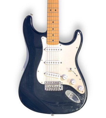 Lot 37 - MEXICAN FENDER STRATOCASTER - BLACK & MARSHALL AMP.