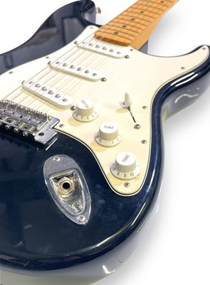 Lot 37 - MEXICAN FENDER STRATOCASTER - BLACK & MARSHALL AMP.