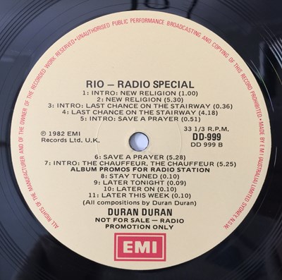 Lot 771 - DURAN DURAN - RIO LP (DD-999 - AUTRALIAN PROMO)
