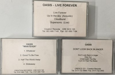 Lot 90 - OASIS - WHATEVER/LIVE FOREVER/DON'T LOOK BACK IN ANGER - PROMO CASSETTES