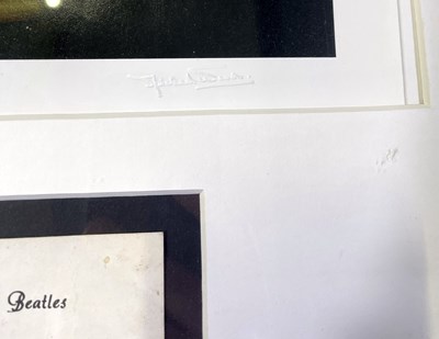 Lot 13 - THE BEATLES - FRAMED DISPLAY WITH ORIGINAL ALAN WILLIAMS BUSINESS CARD / MICHAEL WARD CAVERN PHOTO.