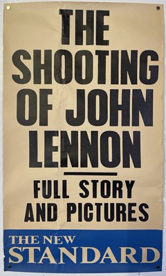 Lot 17 - THE BEATLES - JOHN LENNON DEATH NEWSPAPER BILLBOARD.