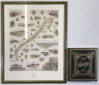 Lot 293 - GOLF MEMORABILIA - LIMITED EDITION COLLECTABLE BIBLE OF GOLF BOOK AND LIMITED EDITION ST ANDREW'S PRINT.