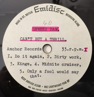 Lot 63 - STEELY DAN - CAN'T BUY A THRILL LP (EMIDISK ACETATE)