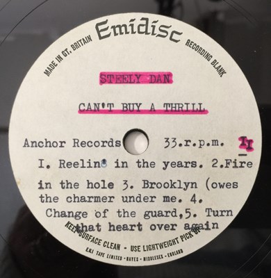 Lot 63 - STEELY DAN - CAN'T BUY A THRILL LP (EMIDISK ACETATE)