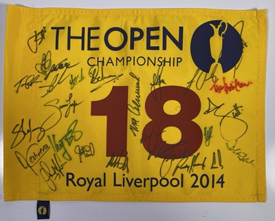 Lot 300 - GOLF - MULTI SIGNED 2014 OPEN FLAG.