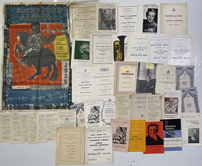 Lot 10 - 19TH AND 20TH CENTURY CLASSICAL MUSIC CONCERT PROGRAMMES / 1959 EDINBURGH FESTIVAL POSTER.