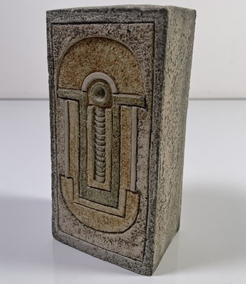 Lot 38 - TROIKA - RECTANGULAR VASE DECORATED BY ANN JONES.