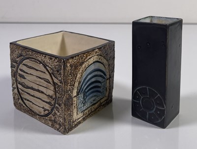 Lot 43 - TROIKA - CUBE AND SMALL RECTANGULAR VASE.