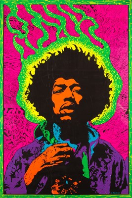 Lot 3 - BLACKLIGHT POSTER - JIMI HENDRIX - COCORICO - JOE ROBERTS JR.