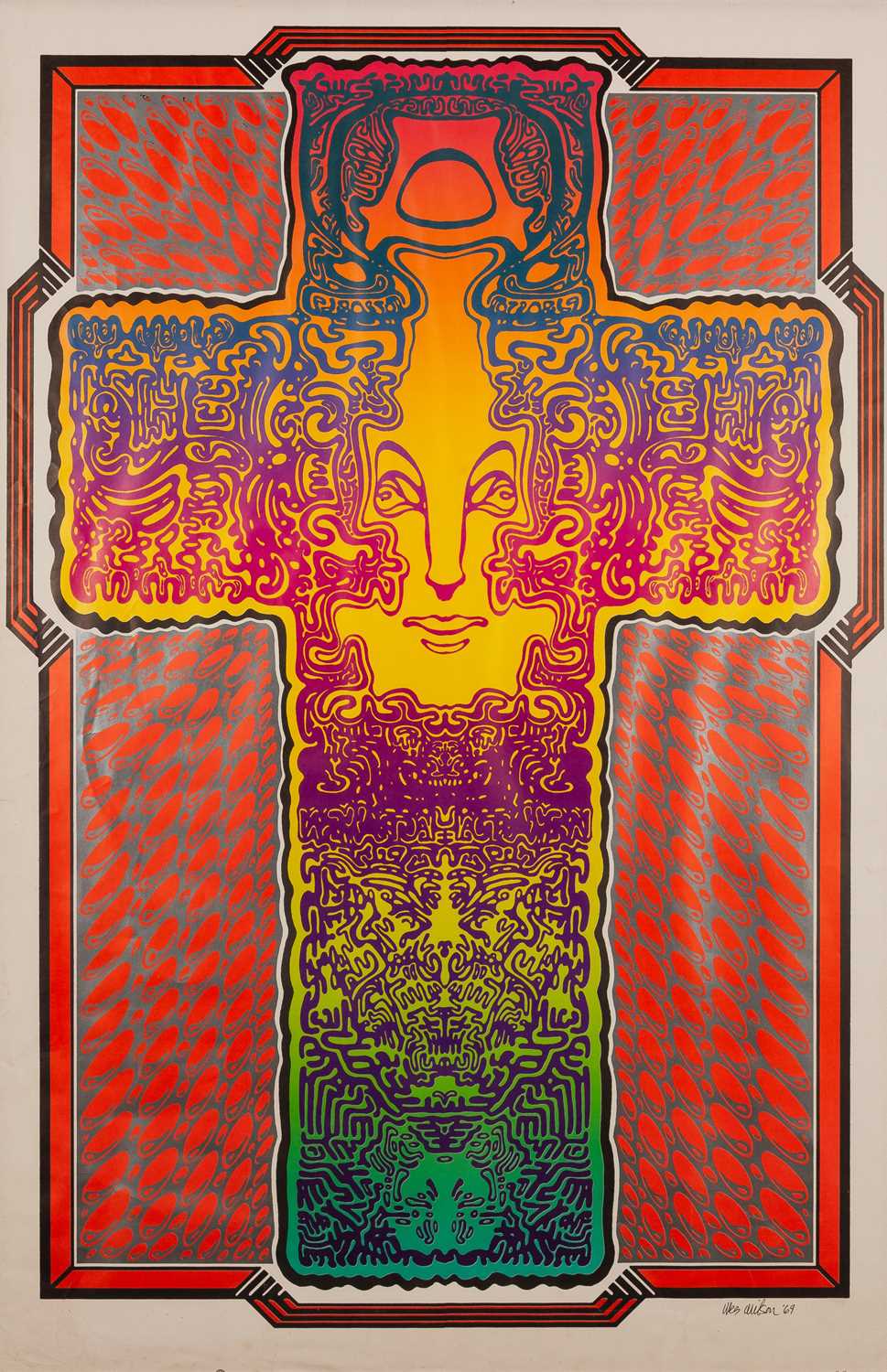 Lot 12 - WES WILSON - SIGNED 'CROSS' POSTER.