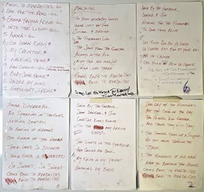 Lot 1 - MARSEILLES - HANDWRITTEN LYRICS.