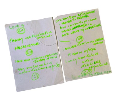 Lot 2 - 'ONE FOR THE ROAD' HANDWRITTEN LYRICS.