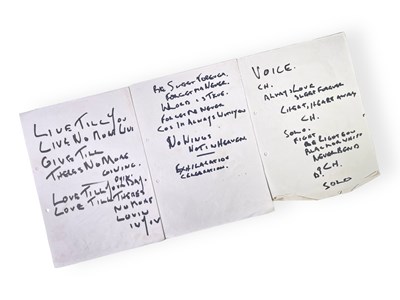 Lot 4 - 'MY CREATOR' JOHN'S HANDWRITTEN LYRICS