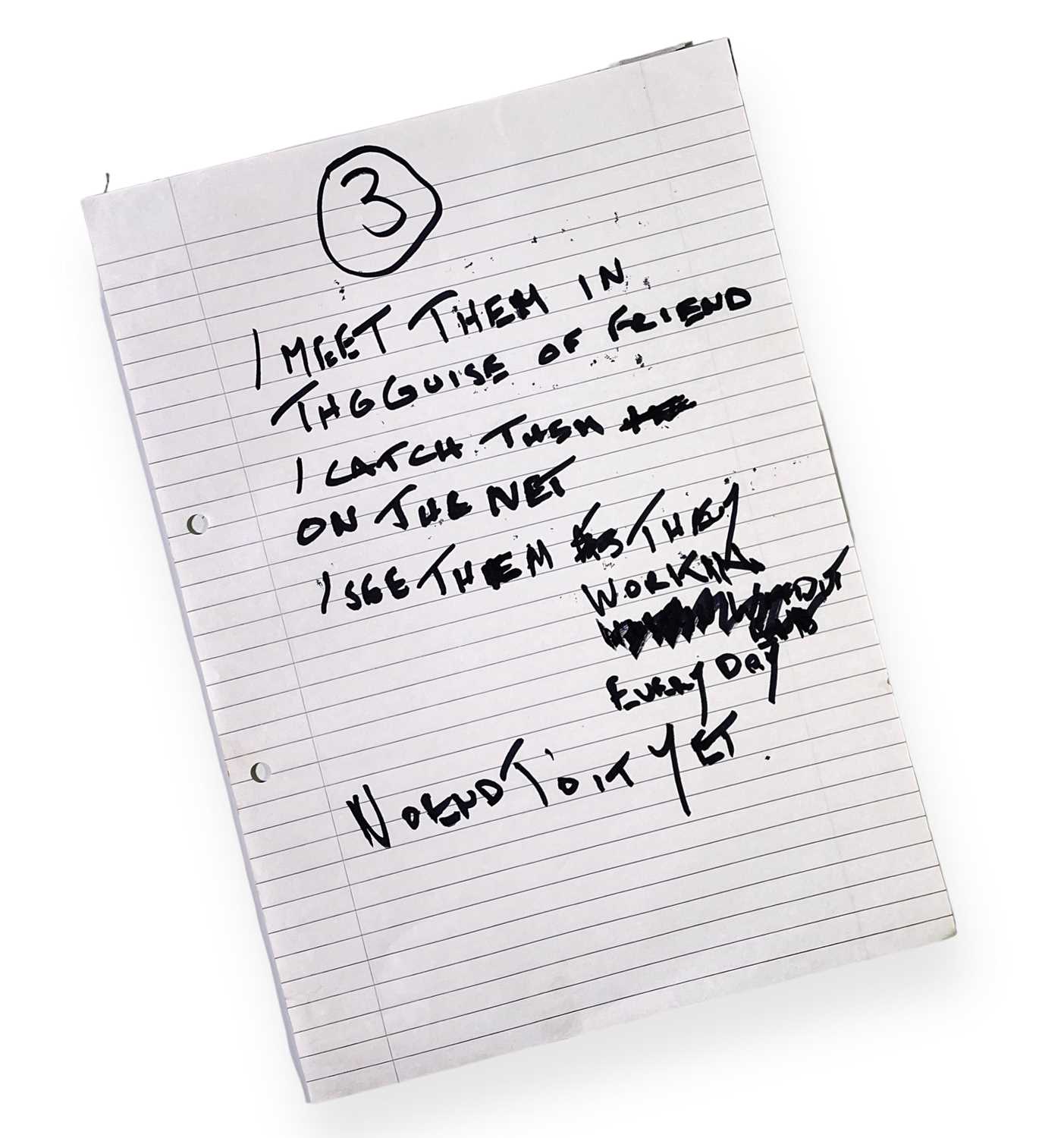 Lot 5 - 'GHOSTS' JOHN MARTYN HANDWRITTEN LYRICS.