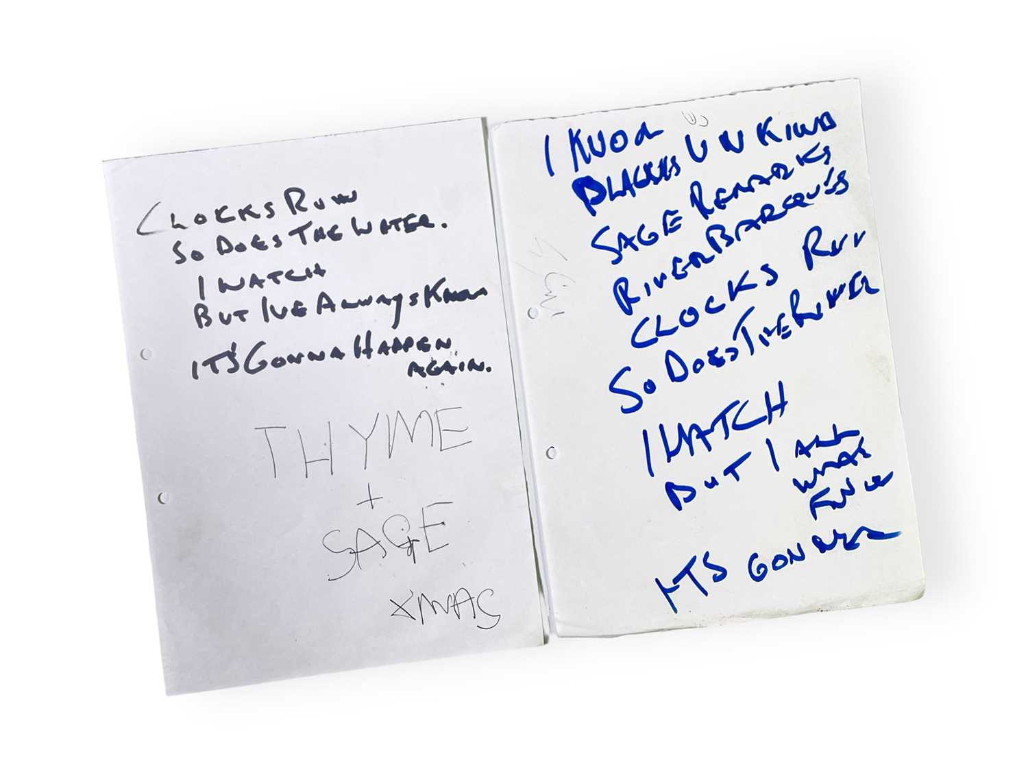 Lot 6 - JOHN'S HANDWRITTEN LYRICS.