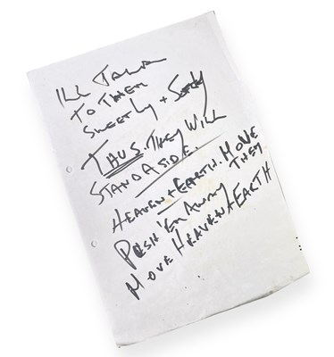 Lot 7 - HEAVEN AND EARTH - JOHN MARTYN HANDWRITTEN LYRICS.
