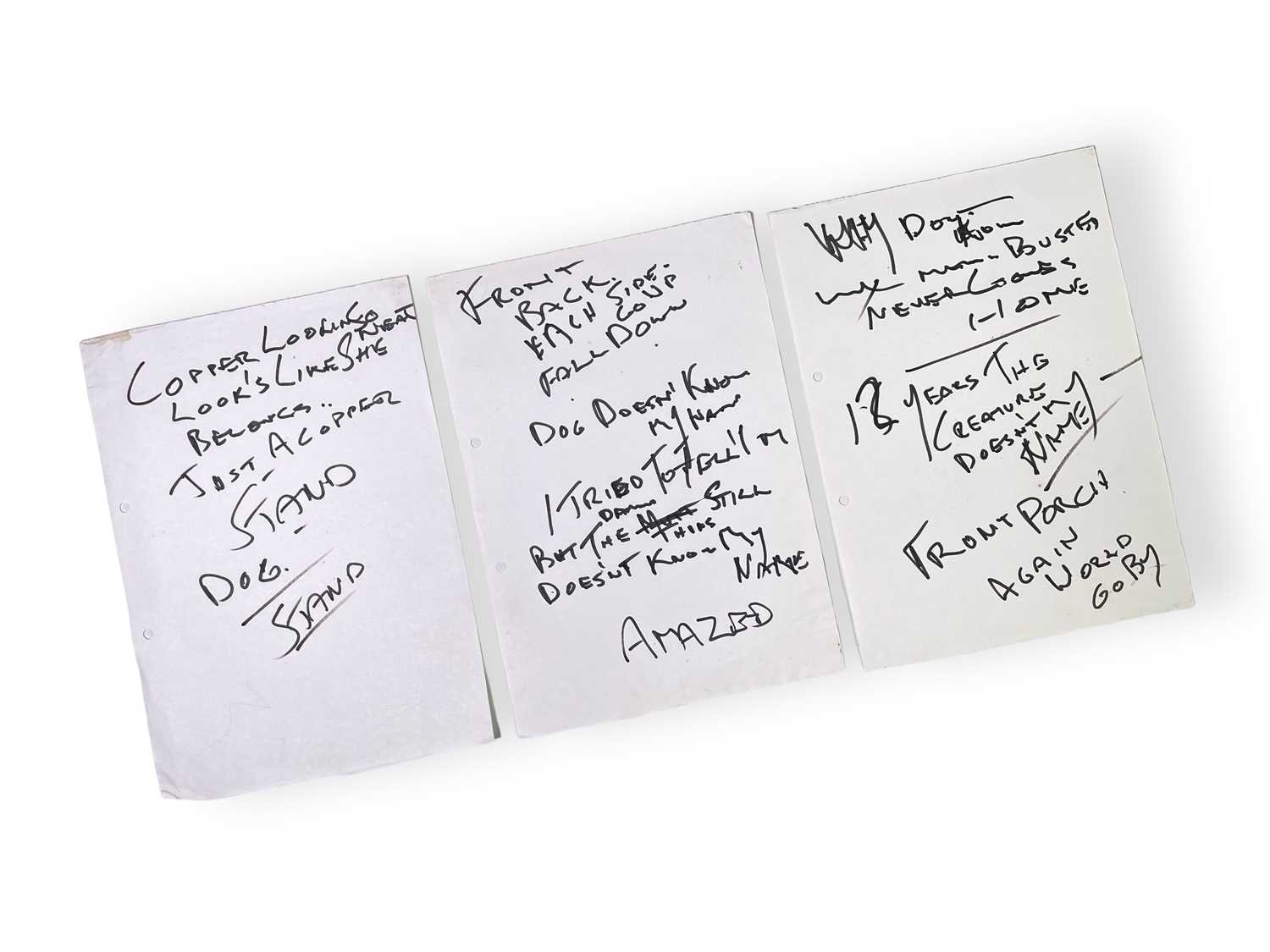 Lot 8 - 'STAND AMAZED' JOHN'S HANDWRITTEN LYRICS.