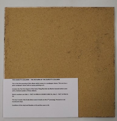 Lot 23 - THE DURUTTI COLUMN - THE RETURN OF THE DURUTTI COLUMN LP (ORIGINAL UK COPY - FACTORY RECORDS - FACT 14)