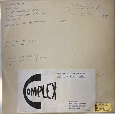 Lot 308 - COMPLEX - 'UNTITLED' UNRELEASED 10" LP (EMIDISC RECORDING)
