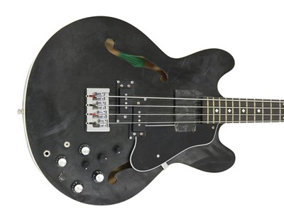 Lot 139 - CHRIS ECCLESHALL CUSTOM BUILT SEMI-ACOUSTIC 335 STYLE BASS GUITAR