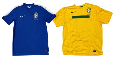 Lot 189 - HOOKY'S TOUR WORN FOOTBALL SHIRTS - BRAZIL x2