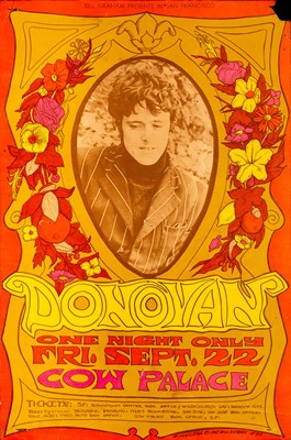 Lot 43 - WEST COAST PSYCHEDELIA - BG-86- DONOVAN AT COW PALACE - BONNIE MACLEAN DESIGN.