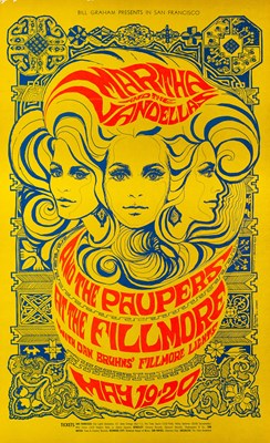 Lot 48 - MARTHA REEVES AND THE VANDELLAS - ORIGINAL BILL GRAHAM POSTER DESIGN BY BONNIE MACLEAN.
