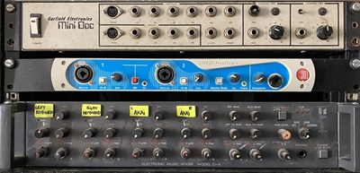 Lot 208 - NEW ORDER AUDIO EQUIPMENT IN RACK WITHIN FLIGHT CASE