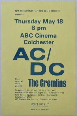 Lot 360 - AC/DC - HANDBILL FOR COLCHESTER - 18TH MAY 1978.