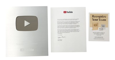 Lot 255 - JOY DIVISION YOUTUBE 100,000 SUBCRIBERS AWARD