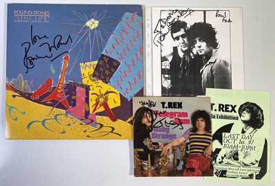 Lot 271 - AUTOGRAPHS INC RONNIE WOOD SIGNED ROLLING STONES LP/ T.REX INTEREST - MICKEY FINN SIGNED ITEM.