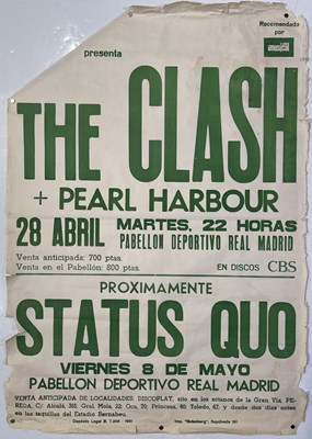 Lot 238 - ORIGINAL 1981 THE CLASH / STATUS QUO SPANISH TOUR POSTER.