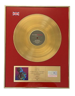 Lot 406 - NEW ORDER TECHNIQUE BRIT CERTIFIED BPI GOLD DISC AWARD