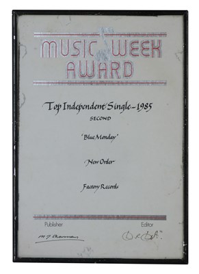 Lot 44 - NEW ORDER MUSIC WEEK AWARD
