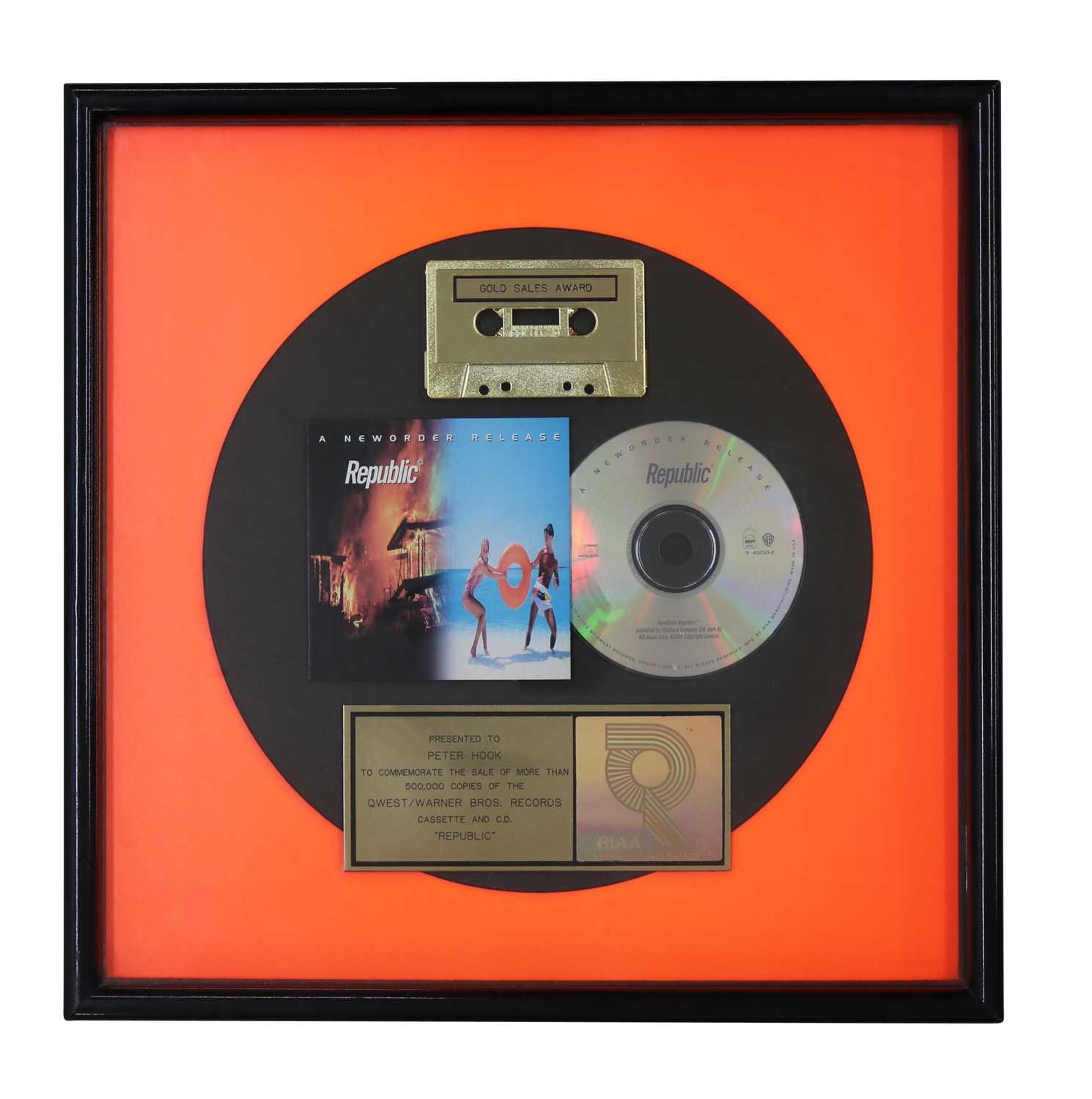 Lot 49 - NEW ORDER GOLD RIAA AWARD FOR REPUBLIC