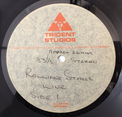 Lot 516 - THE ROLLING STONES - 'LIVE' (GET YER YA-YA'S OUT) - TRIDENT STUDIOS ACETATE RECORDING