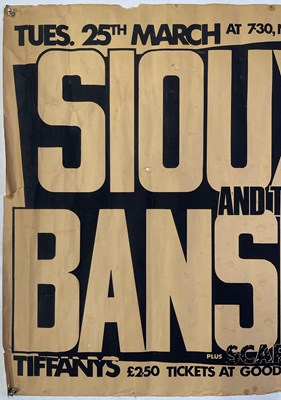 Lot 538 - SIOUXSIE AND THE BANSHEES - ORIGINAL 1980 CONCERT POSTER.