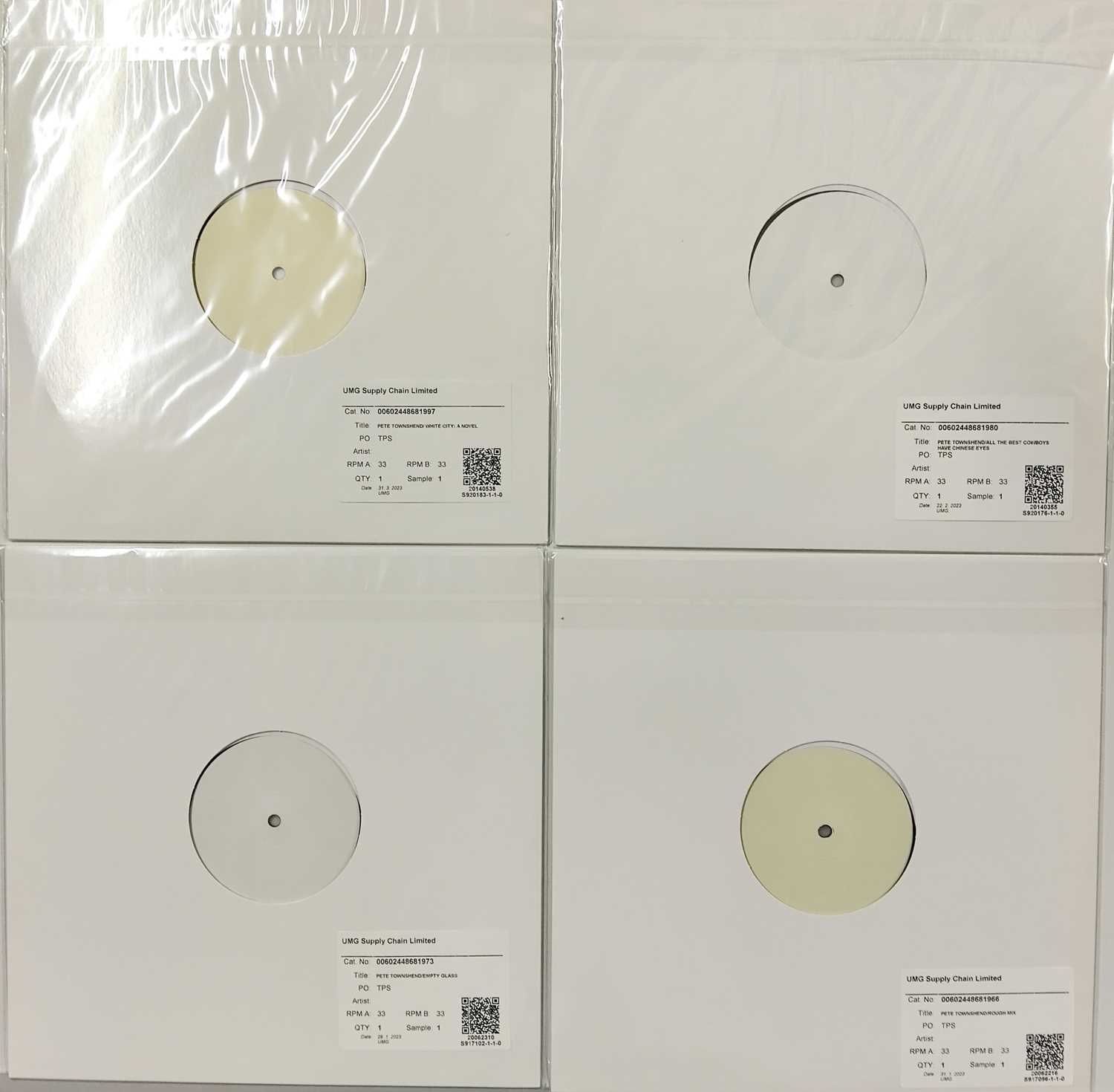 Lot 16 - PETE TOWNSHEND - 2018 WHITE LABEL TEST PRESSING LPs.