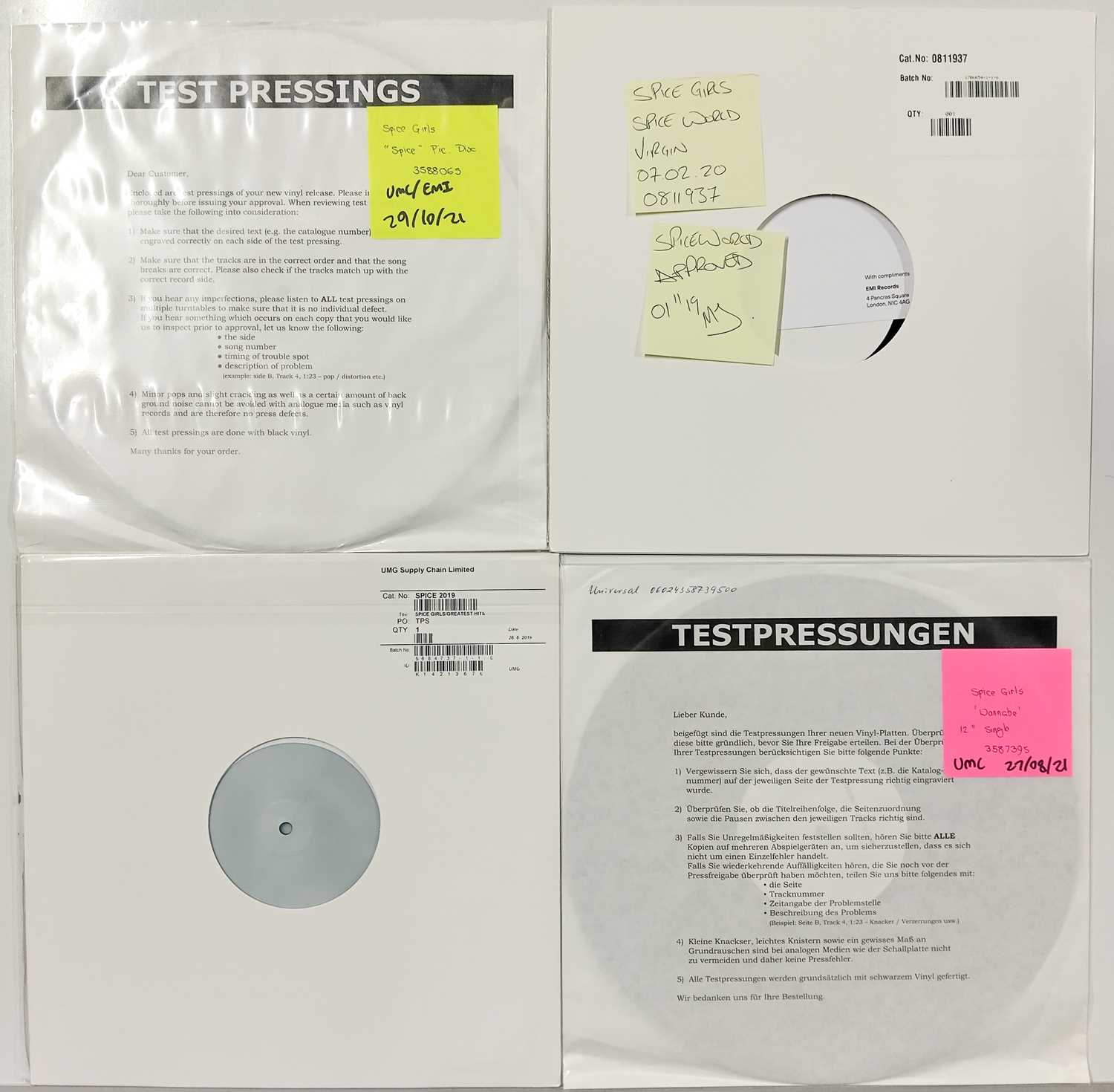 Lot 31 - THE SPICE GIRLS - CONTEMPORARY WHITE LABEL TEST PRESSING LPs