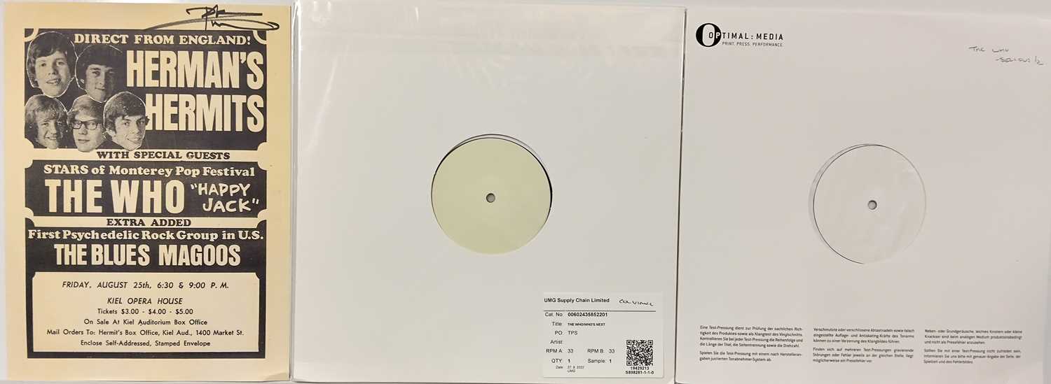 Lot 114 - THE WHO - CONTEMPORARY WHITE LABEL TEST PRESSING LPs