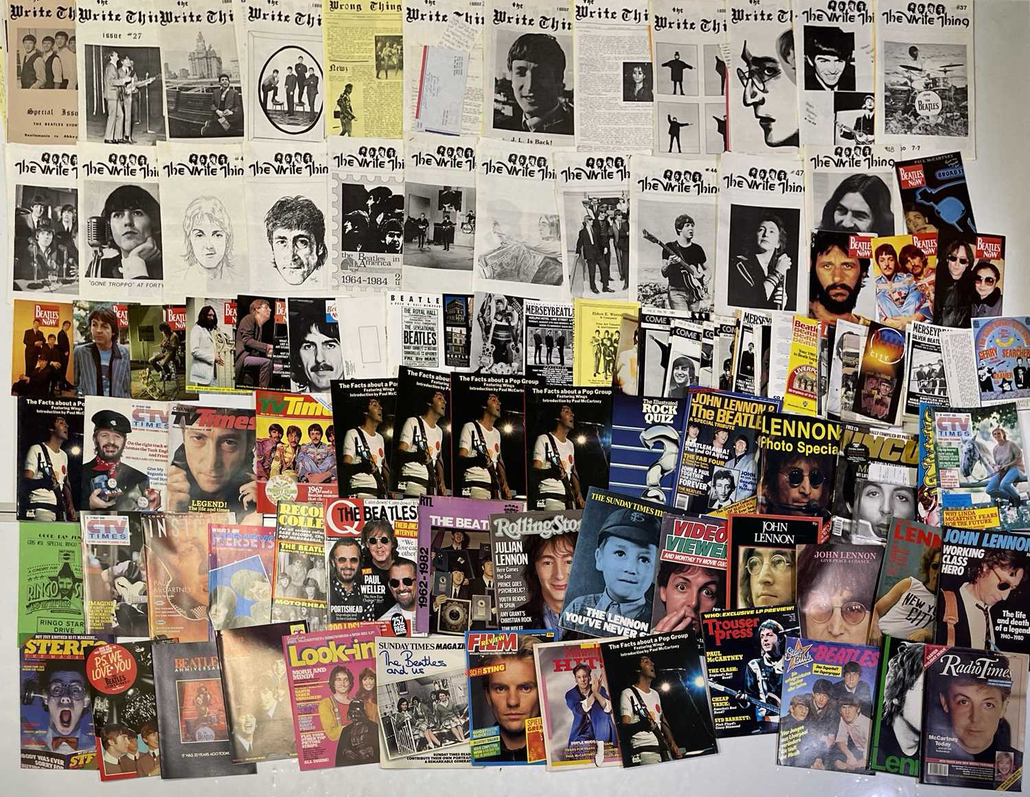 Lot 450 - THE BEATLES - LARGE COLLECTION OF MAGAZINES INC 1980S FANZINES.