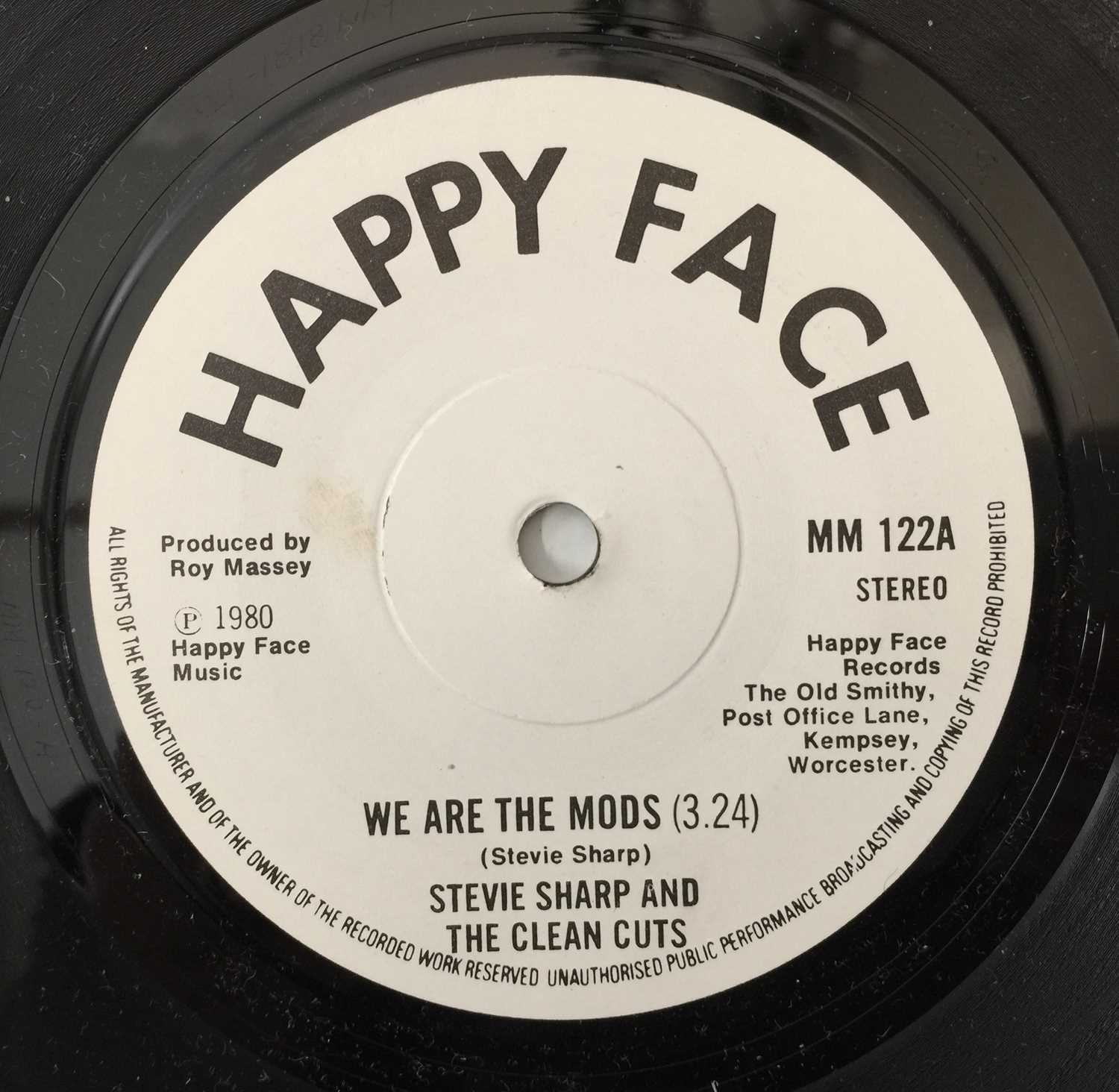 Lot 26 - STEVIE SHARP AND THE CLEAN CUTS - WE ARE THE MODS 7" (UK ORIGINAL - HAPPY FACE - MM 122)