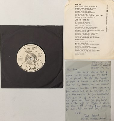 Lot 28 - PREDATOR - PUNK MAN/ PAPERBOY SONG 7" (PUNK - W/ INSERT & LETTER - SOL 1)