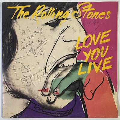 Lot 323 - THE ROLLING STONES - SIGNED AND INSCRIBED COPY OF 'LOVE YOU LIVE'.