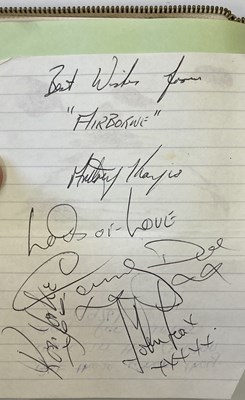 Lot 187 - BINGLEY HALL AUTOGRAPH BOOK TO INCLUDE PINK FLOYD, ROLLING STONES, QUEEN, GENESIS, YES, BLACK SABBATH & MORE.