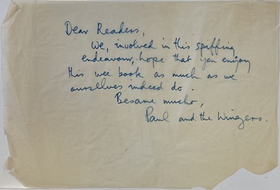 Lot 165 - PAUL MCCARTNEY HANDWRITTEN NOTE.