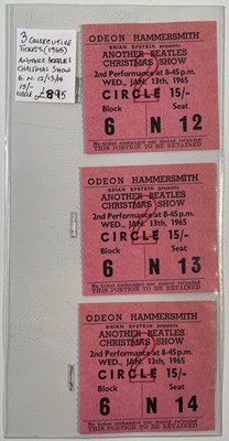 Lot 229 - THE BEATLES - THREE CONSECUTIVE TICKET STUBS FOR 1965 CHRISTMAS SHOW.
