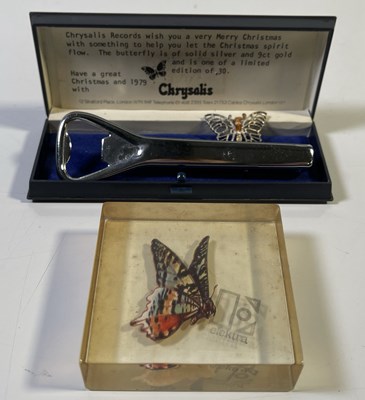 Lot 268 - CHRYSALIS RECORDS - RARE PROMOTIONAL ITEMS INC LIMITED EDITION SOLID SILVER / 9CT GOLD BUTTERFLY.